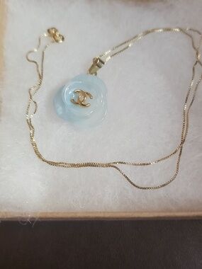 Chanel Cloud Blue Camellia Pendant W/free Unbranded 16" Box Chain